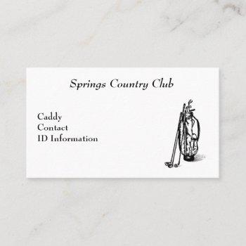 country club golf caddy card