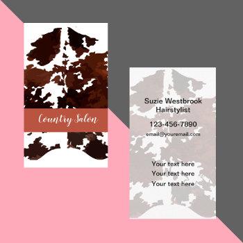 country western theme cow pattern business card