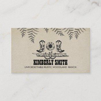 cowboy boots sunflower horseshoes rustic country business card