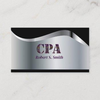 cpa certified public account black& silver  business card