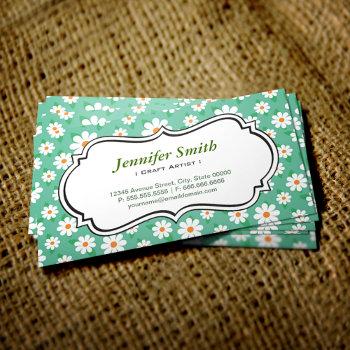 craft artist elegant green and white daisy business card