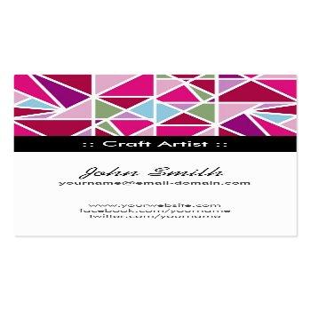 Small Craft Artist Pink Abstract Geometry Business Card Front View