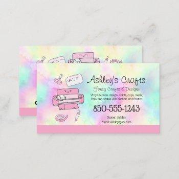 Small Craft Vinyl Rainbow Silhouette Cricut Watercolor B Business Card Front View