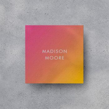 creative colorful pink yellow gradient ombré  square business card