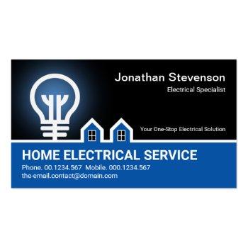 Small Creative Electric Bulb Border Electrician Service Business Card Front View