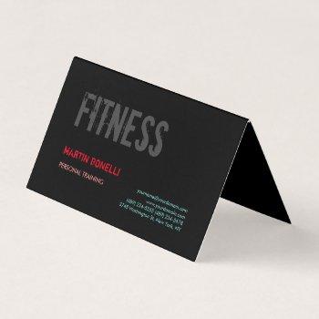 creative retro black grey dynamic personal trainer business card
