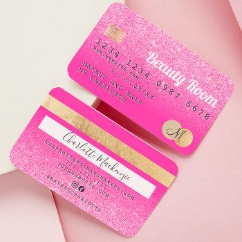 credit card pink glitter beauty pink monogram