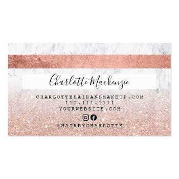 Small Credit Card Rose Gold Glitter Marble Chic Monogram Back View