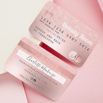 credit card rose gold metallic glitter beauty