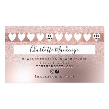 Small Credit Card Rose Gold Metallic Glitter Loyalty Back View