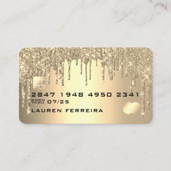 credit card style gold glitter drips business card