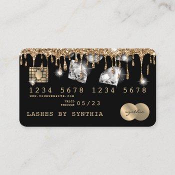 credit card styled dripping gold diamonds