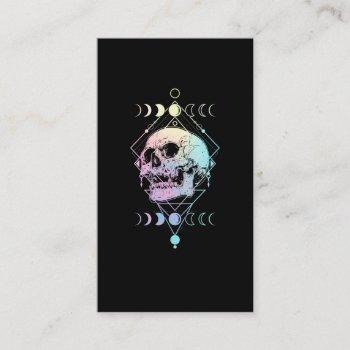 crescent moon skull occult witchcraft pastel goth business card