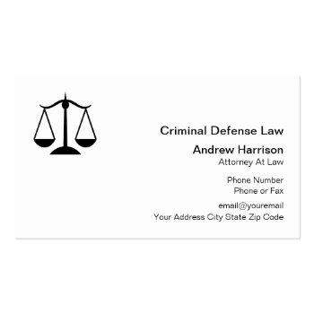 Small Criminal Defense Lawyer Business Card Front View