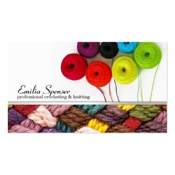 Small Crocheting & Knitting Colorful Business Card Front View