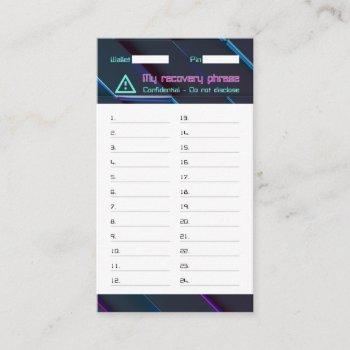 crypto wallet password recovery seed phrase 24 business card