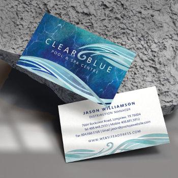 crystal blue water ripple & waves pool & spa business card