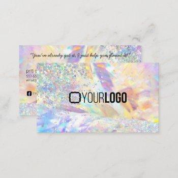 crystal holographic glitter mua lash tech beauty business card