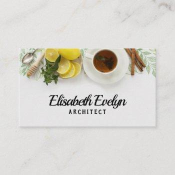 cup of tea with lemons business card