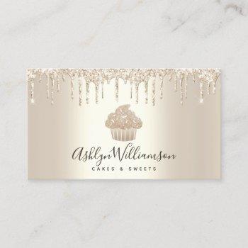 cupcake bakery pastry chef glitter drips champagne business card