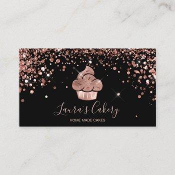 cupcake bakery pastry chef glitter drips rose gold business card