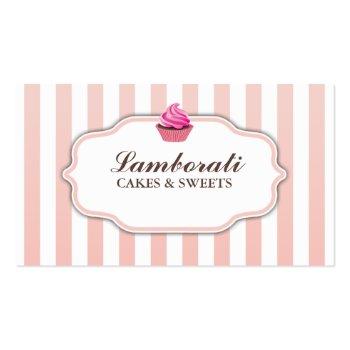 Small Cupcake Bakery Pink  Cute Elegant Modern Business Card Front View