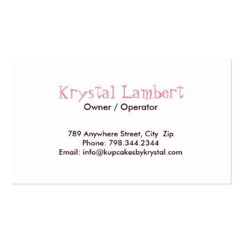 Small Cupcake Business Card Back View