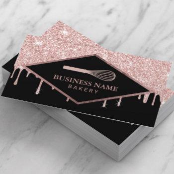 cupcake pastry cake bakery whisk rose gold drips business card