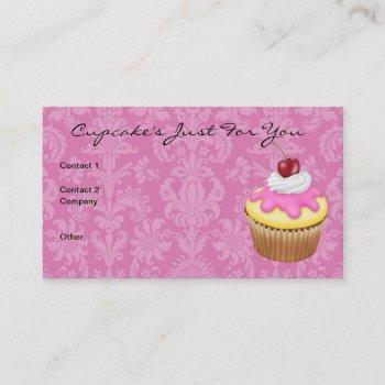 cupcake's chic damask design  business card