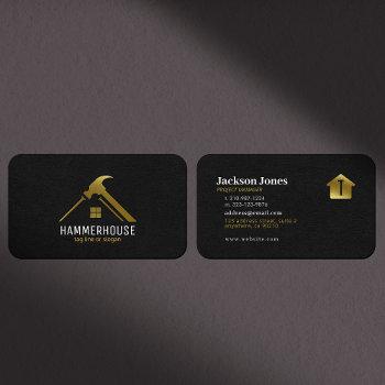 custom black + gold home building construction lux business card