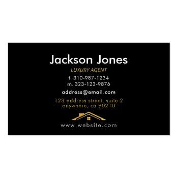 Small Custom Black + Gold Home Realtors Luxury Modern Business Card Back View