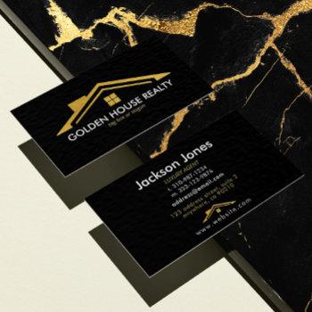 custom black + gold home realtors luxury modern business card