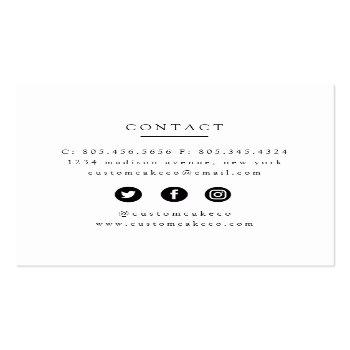 Small Custom Cakes Bakery Business Card Back View