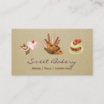 custom cakes & breads rolls dessert bakery store business card