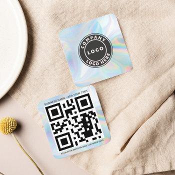 custom company logo and qr code holographic square business card