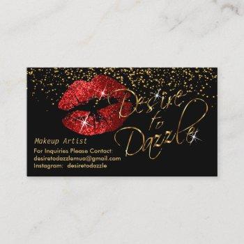 custom - desire to dazzle -  red lips business card