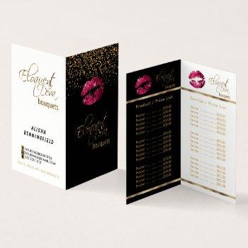 custom hot pink & gold confetti price & service business card