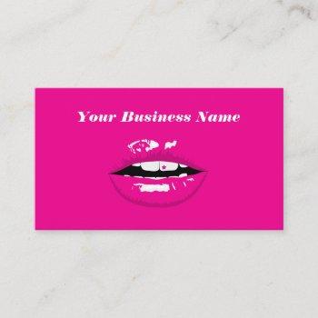 custom hot pink lips tooth gem  business card