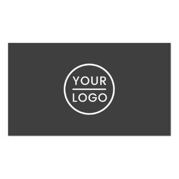 Small Custom Logo Business Cards - Modern, Gray, White Front View