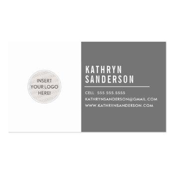 Small Custom Logo Modern Minimal Simple Gray White Business Card Front View