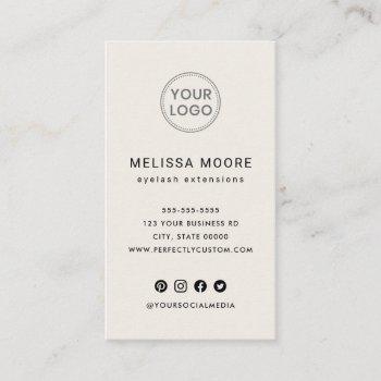 custom logo modern minimalist light tan vertical business card