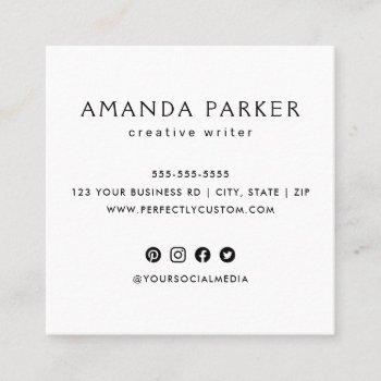 custom logo modern minimalist social media icons square business card