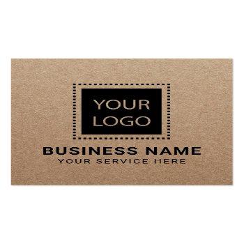 Small Custom Logo Rustic Kraft Minimalist Square Business Card Front View
