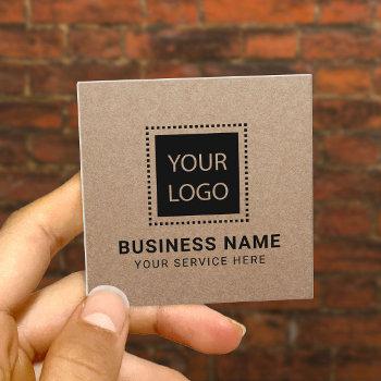 custom logo rustic kraft minimalist square business card