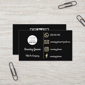  custom logo social media gold qr code modernblack business card