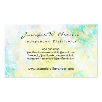 Small Custom Logo Watercolor Green Yellow Essential Oils Business Card Back View