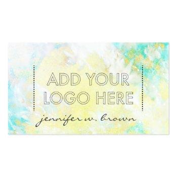 Small Custom Logo Watercolor Green Yellow Essential Oils Business Card Front View