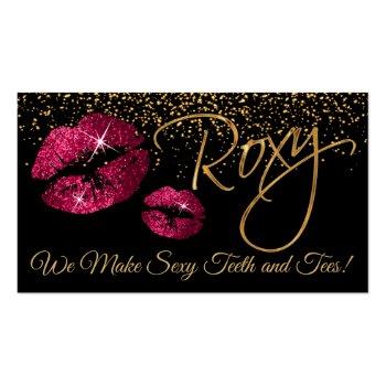 Small Custom - Makeup Artist With Gold & Hot Pink Business Card Front View