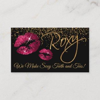 custom - makeup artist with gold & hot pink business card