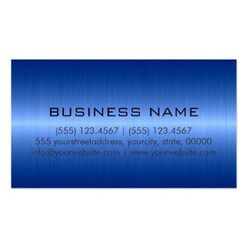 Small Custom Monogram Cool Blue Stainless Steel Metal Business Card Back View